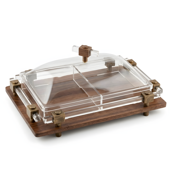 Wooden & Acrylic Two-Section Serving Platter